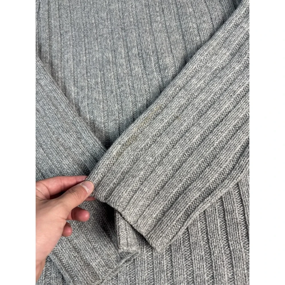 J.Crew Sweater‎ Mens XL Gray 100% Wool Mock Neck Chunky Rib Knit Pullover Warm